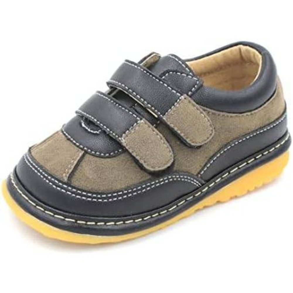 Little Mae's Boutique Toddler Squeaky Shoes Black Grey First Walkers Size 6
